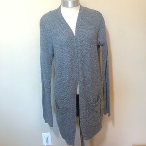 UO BDG knit open front cardigan with pockets grey motif